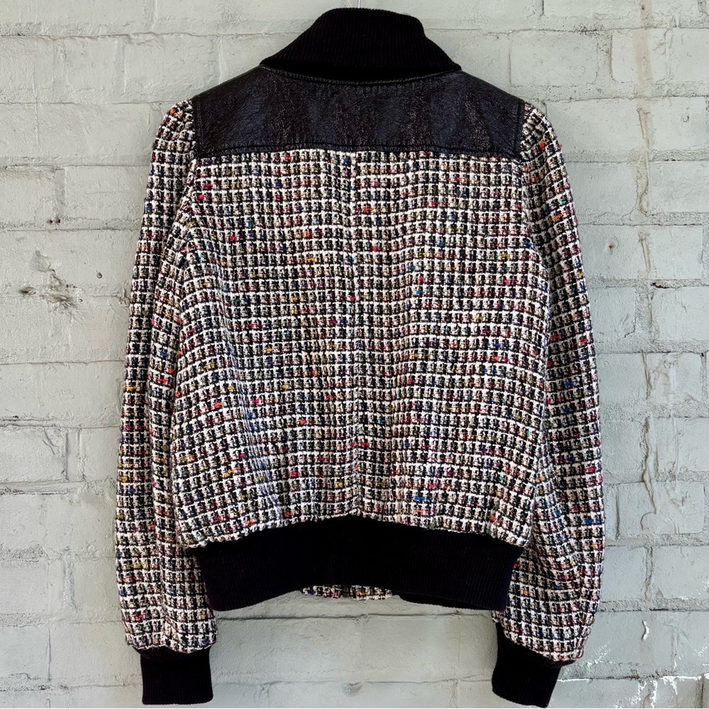 Tweed and Faux Leather Bomber Jacket - French Connection - Picture 10 of 11